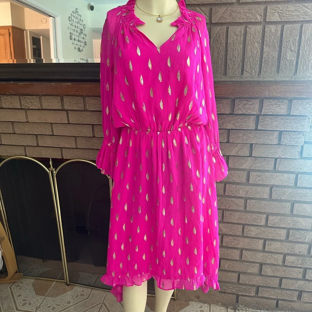 Lilly Pulitzer Vibrant Pink Asymmetrical Dress - Picture 3 of 9